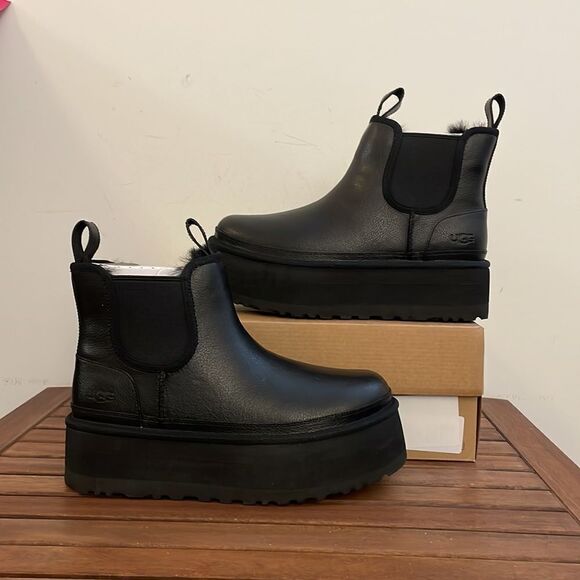 UGG Neumel Platform Chelsea Boots Black Women Size 9 - Picture 5 of 15